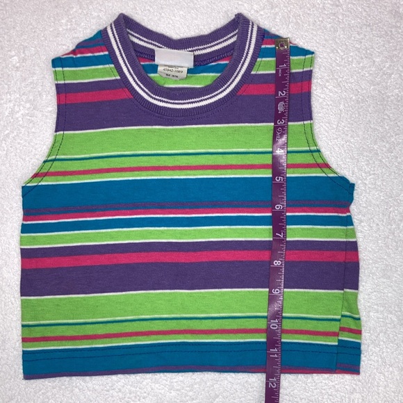 Vintage 80’s sidewalk kicks palmetto striped crew neck belly tank medium 5/6 - Picture 2 of 6